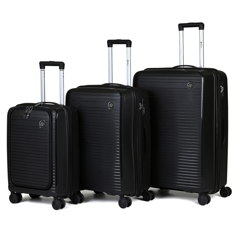 طقم شنط سفر ضد الكسر 3 قطع لون اسود