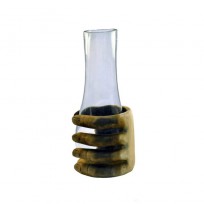 زجاج مصهور يدويًا مع قاعدة خشبية طبيعية GL19